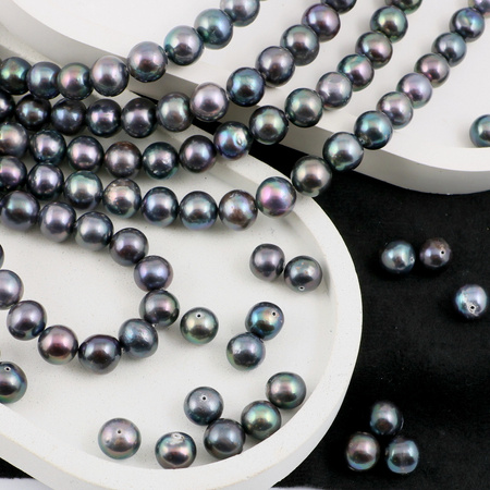 Perła słodkowodna fioletowo-zielona kula 9,5mm