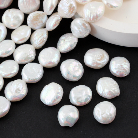 Perła słodkowodna biała moneta 10-13mm