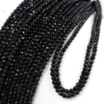 Onyks kula fasetowana 3mm [sznur 39cm]