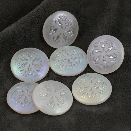 Kaboszon szklany Snowflake Crystal AB Matte 21mm