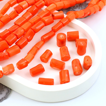 Koral pomarańczowy nieregularny wałek 14x8mm