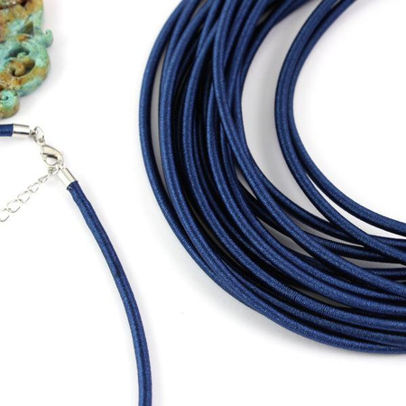 Baza naszyjnika z zapięciem granatowa 3mm - 50cm