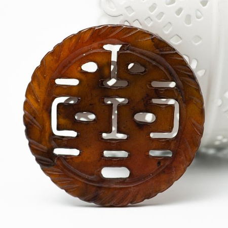 Jadeit antyczny rzeźbiony zawieszka 55mm