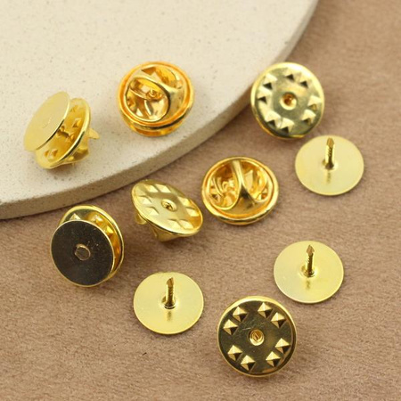 Baza przypinki / broszki z talerzykiem złota 10mm