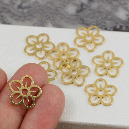 Zawieszka kwiatek stal szlachetna pozłacana 15mm