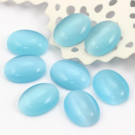 Kaboszon kocie oko owal błękitny 20x15mm