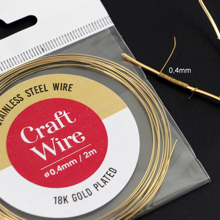 Drut ze stali szlachetnej pozłacany 0,4mm/2m