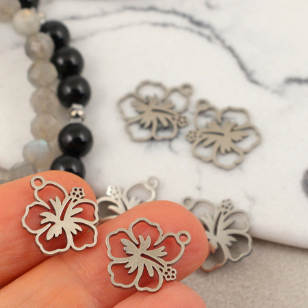 Zawieszka kwiat hibiskusa stal szlachetna 13mm