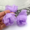 Szyfonowy kwiatek w tulejce pastelowo fioletowy 80mm