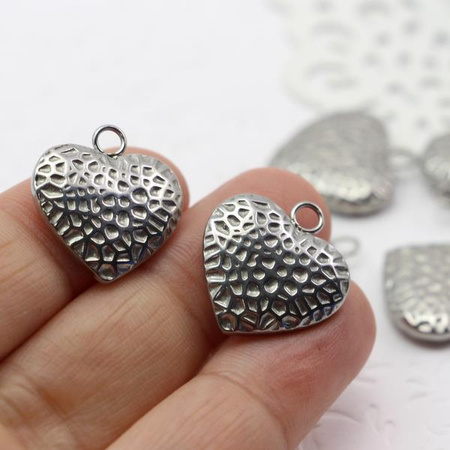 Zawieszka serce fakturowane stal szlachetna 21mm