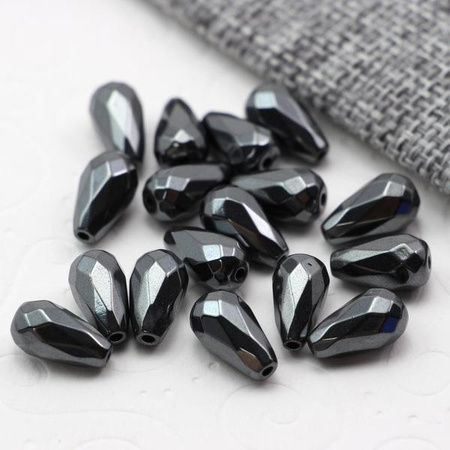 Hematyt grafitowa kropla fasetowana 12x7mm