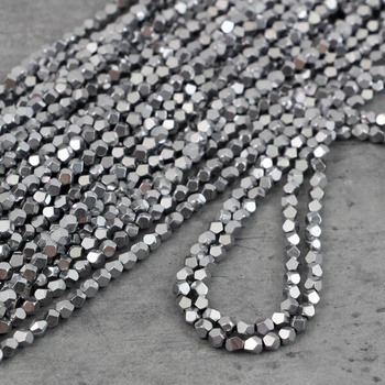 Hematyt srebrny kula grubo fasetowana 4mm [sznur 40cm]