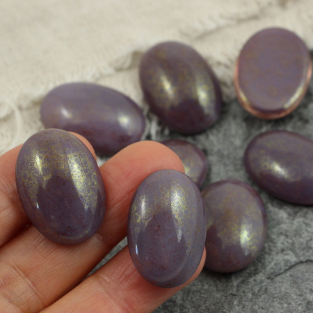 Kaboszon szklany Amethyst - Luster - Transparent Topaz/Pink owal 25x18mm