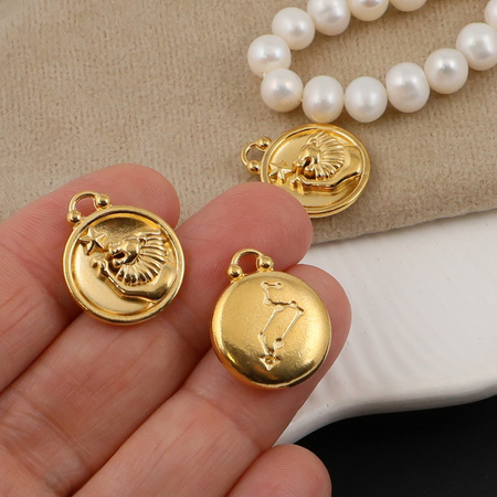 Zawieszka stal szlachetna pozłacana znaki zodiaku Lew 17mm