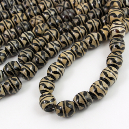 Agat tybetański etno beczka 15x14mm