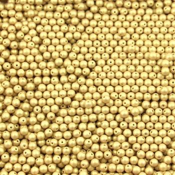 Round Beads Powdery - Light Gold 3mm [50szt]