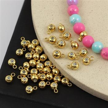 Stoper blokada podwieszka z silikonem metalowa złota 4x3mm/0,8