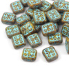 Patina Brick Beads Opaque Yellow Turquoise 12x11mm [1szt]