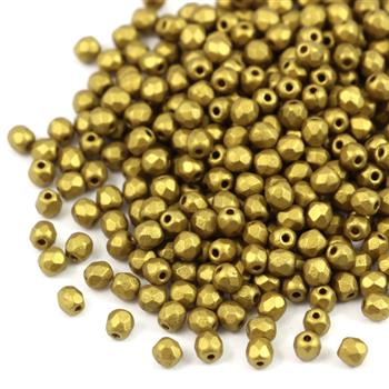 Fire Polish 3mm Metallic Olive Gold [40szt]