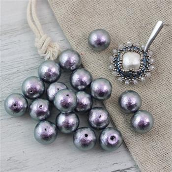Miyuki Cotton Pearls Rich Grey kula 8mm