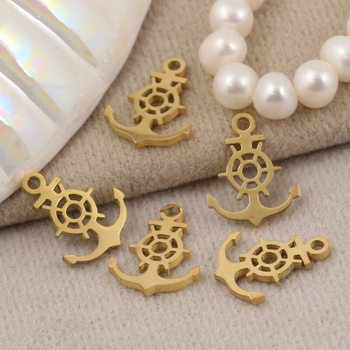 Zawieszka kotwica stal szlachetna pozłacana 17x13mm