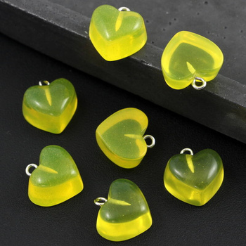 Serce akrylowe żółty neon 16x14mm