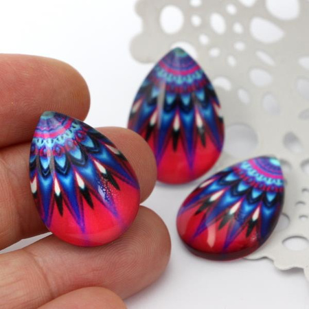 Kaboszon szklany z grafiką mozaika łezka 25x18mm