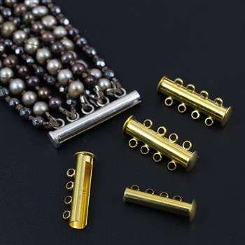 Zapięcie wsuwane magnetyczne złote na 4 sznury 25mm