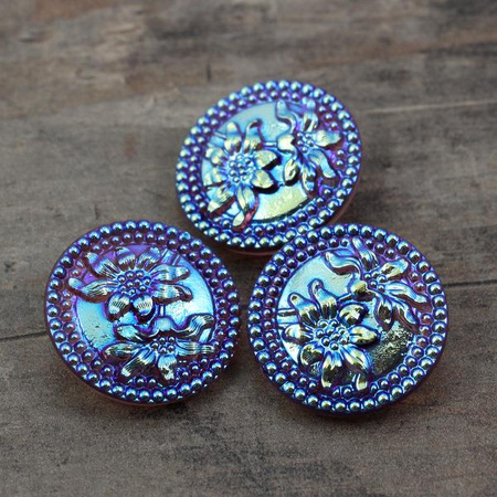 Guzik szklany kwiaty 23mm