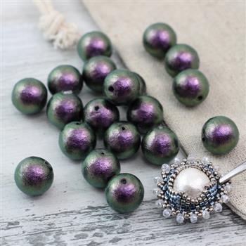 Miyuki Cotton Pearls Rich Green Black kula 8mm