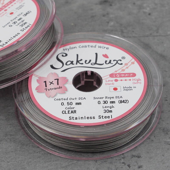 Japońska linka stalowa jubilerska SakuLux 7-splotowa Silver 0,50mm [szpula 30m]