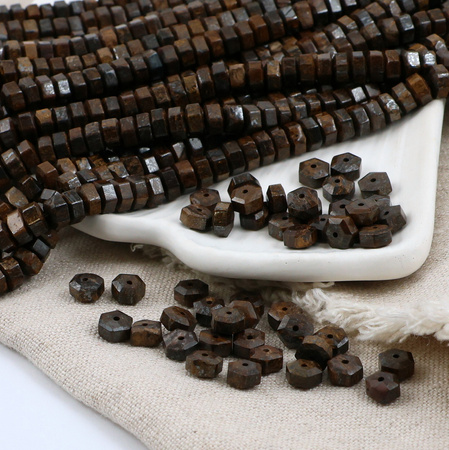 Bronzyt dysk sześciokątny fasetowany 6x3,5mm