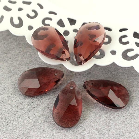 Kryształek szklany łezka fasetowana marsala 22x13mm