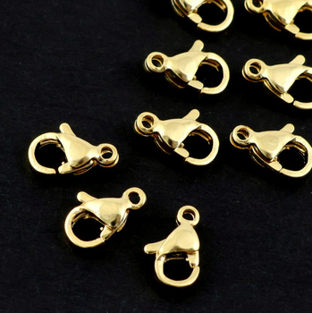 Zapięcie karabińczyk stal szlachetna pozłacana 9mm