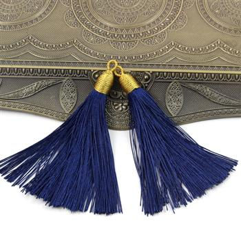 Chwost wiskozowy w czapeczce granatowy 80x10mm