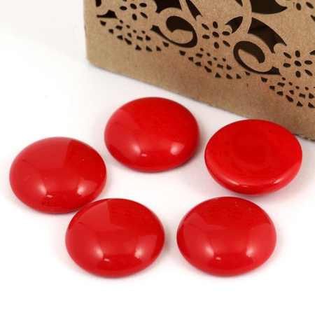 Kaboszon szklany Opaque Red 18mm
