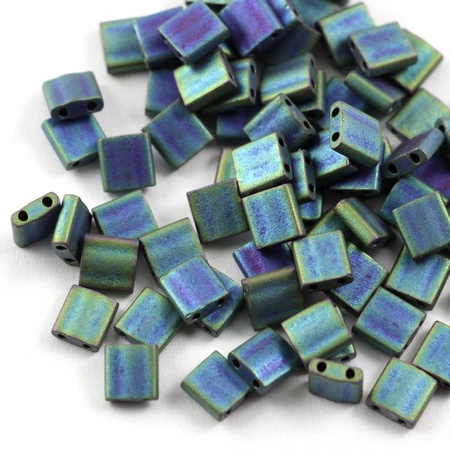 Miyuki Tila Beads 5x5x1,9mm Metallic Blue Green Matted [30szt]