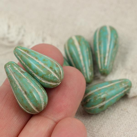 Drop Beads Travertine Beige Line 23x11mm