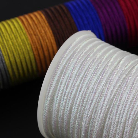 Sznurek sutasz metalizowany 3mm FX white AB [szpula 50m]