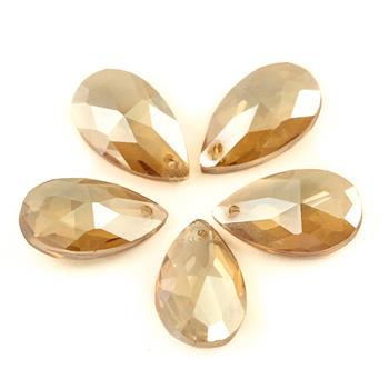 Kryształek szklany łezka fasetowana szampańska luster 22x13mm