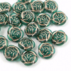 Rose Beads Transparent Green Matte Light Pink Patina 16mm [1szt]
