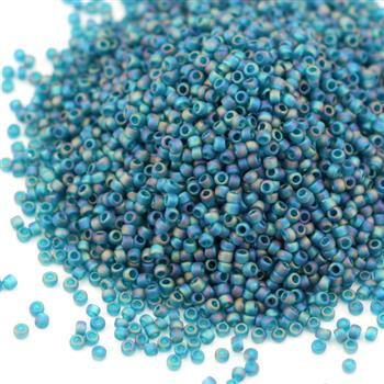 Toho Round 15/0 Transparent-Rainbow-Frosted Teal [5g]