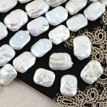 Perła słodkowodna baroque biała nieregularny prostokąt 20x15mm