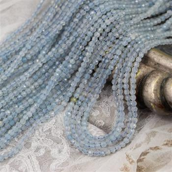 Akwamaryn kula fasetowana 3mm [sznur 39cm]