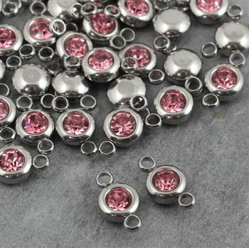 Stal szlachetna łącznik w oprawie SR light rose 6mm