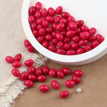 Koralik szklany kropla różowa fuksjowa 9x6mm