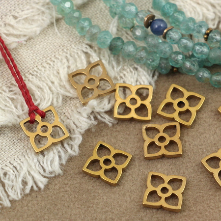 Łącznik zawieszka kwiat stal szlachetna pozłacana 10mm