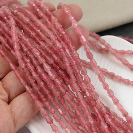 Kwarc truskawkowy kropla fasetowana 6x4mm