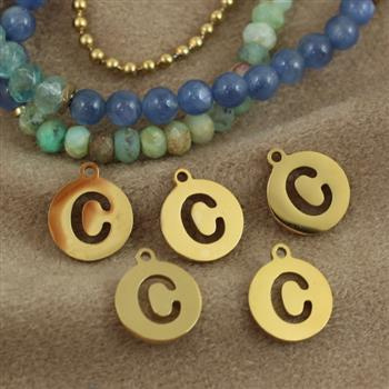 Zawieszka stal szlachetna pozłacana 10mm litera C