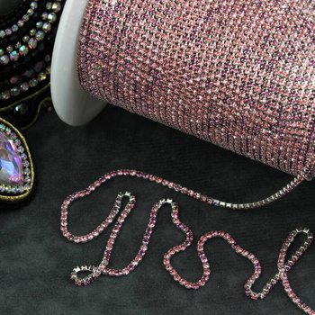 Taśma ozdobna cyrkoniowa silver/multikolor 1,5mm [50cm]